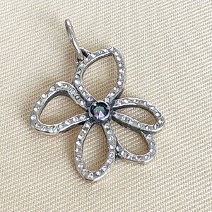Waxing Poetic Sterling Silver and Swarovski Crystal Violet Flower Charm Pendant